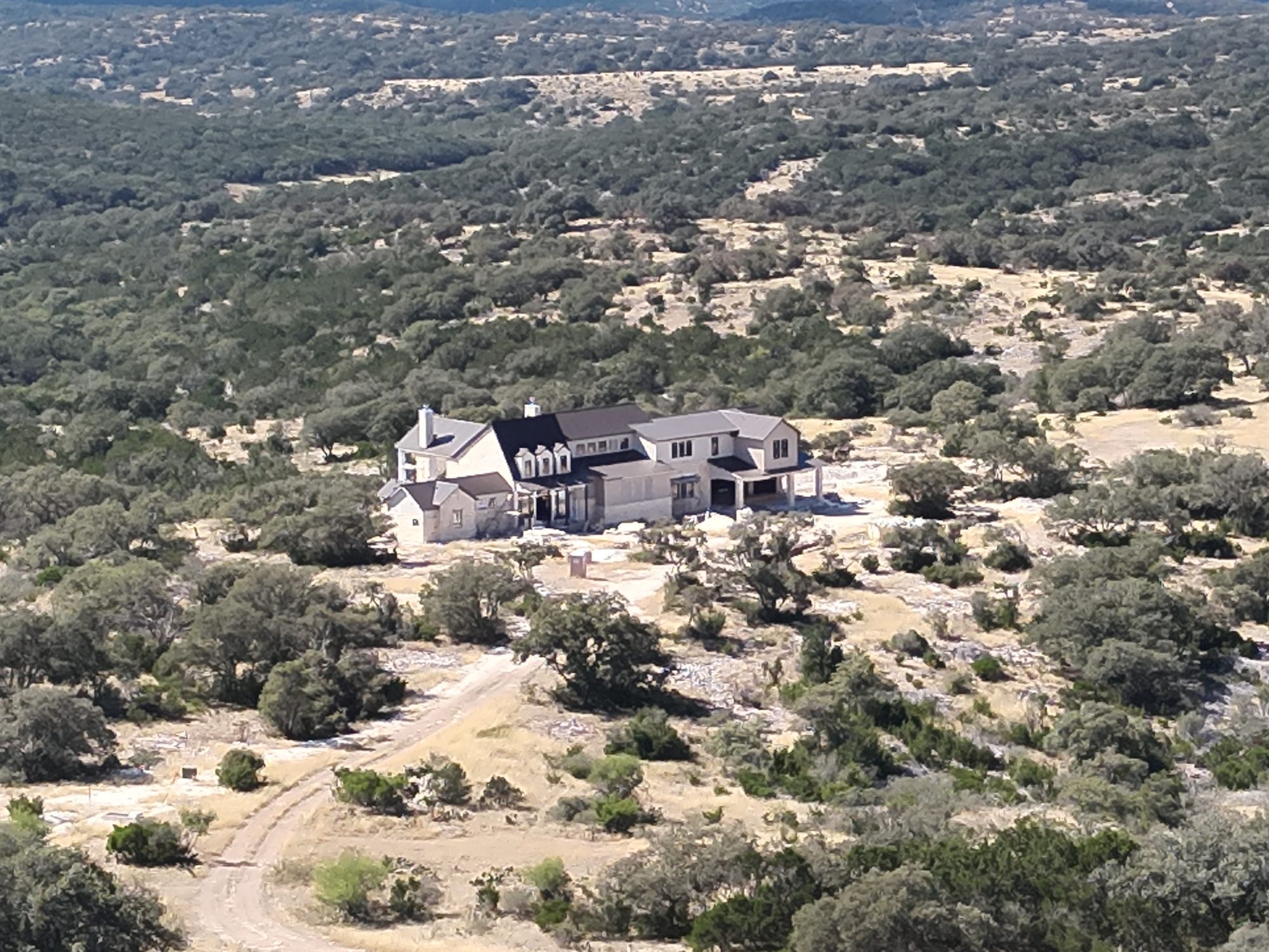 Aerial view of the ranch and lodge